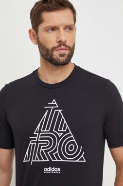 Bavlnené tričko adidas TIRO pánske, čierna farba, s potlačou, IS2877
