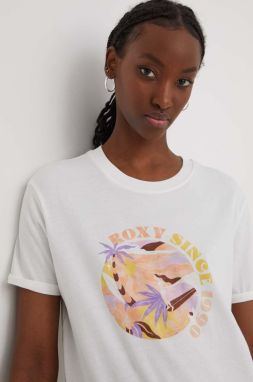 Bavlnené tričko Roxy dámsky, biela farba, ERJZT05698