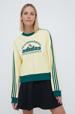 Mikina adidas Originals dámska, žltá farba, s potlačou, IS0373