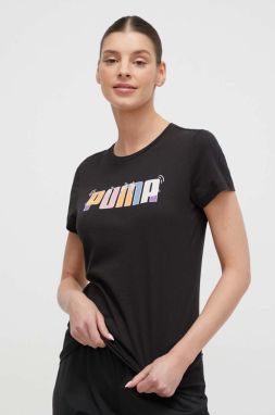 Bavlnené tričko Puma dámsky, čierna farba, 680178