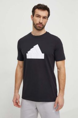 Bavlnené tričko adidas pánske, čierna farba, s potlačou, IZ1621