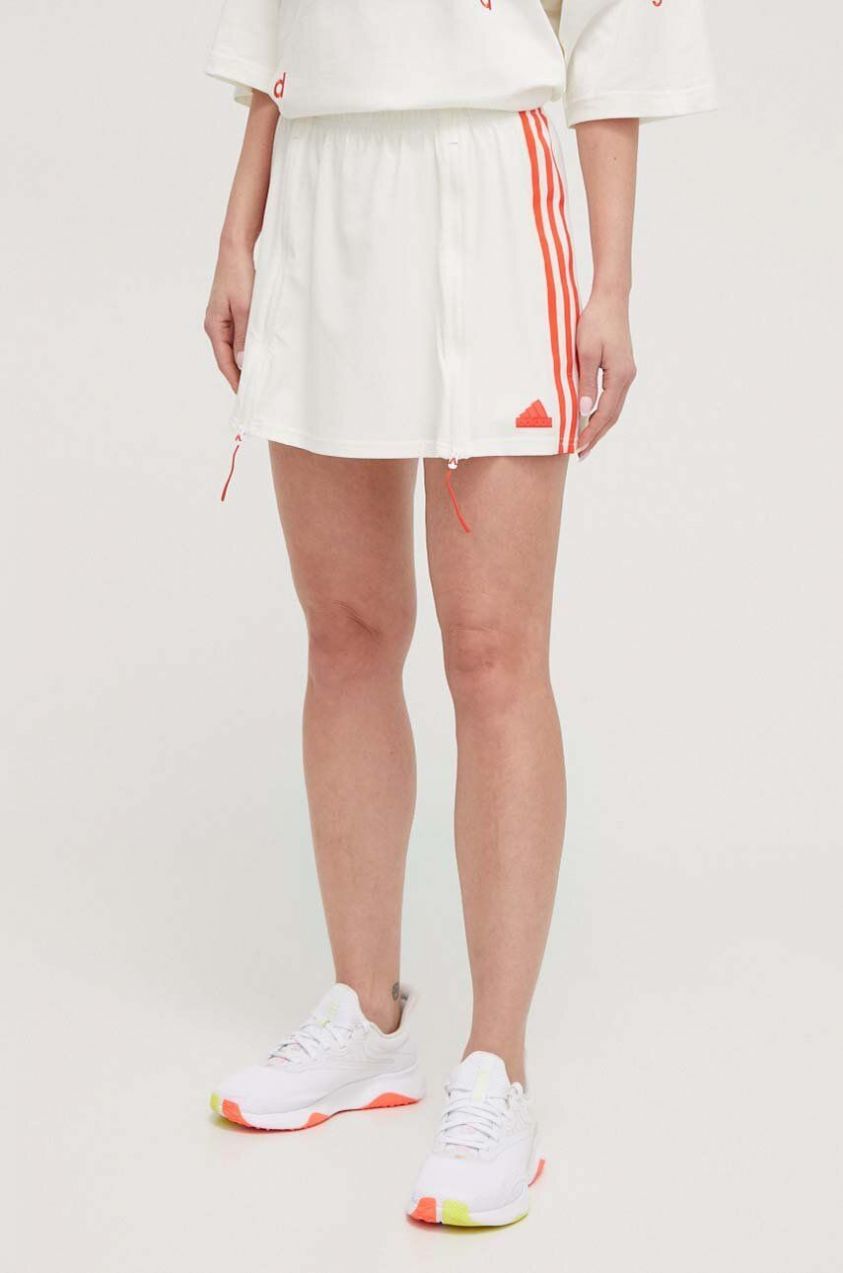 Sukňa adidas béžová farba, mini, rovný strih, IS0878