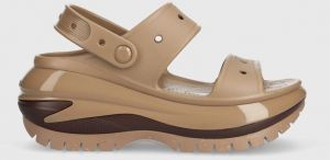 Šľapky Crocs Classic Mega Crush Sandal dámske, hnedá farba, na platforme, 207988