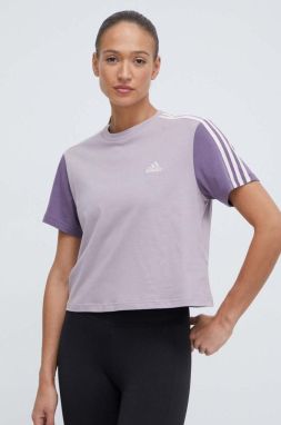 Bavlnené tričko adidas dámske, fialová farba, IS1571