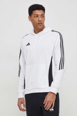 Tepláková mikina adidas Performance Tiro 24 biela farba, s kapucňou, s nášivkou,  IR7547