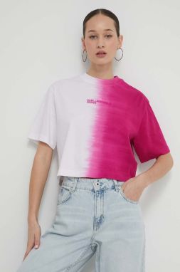 Bavlnené tričko Karl Lagerfeld Jeans dámsky, ružová farba