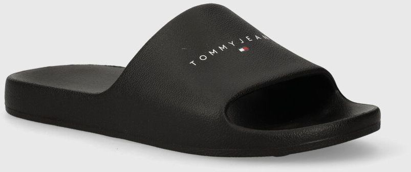 Šľapky Tommy Jeans TJM BASIC SLIDE pánske, čierna farba, EM0EM01519