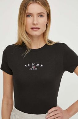 Tričko Tommy Jeans dámsky, čierna farba