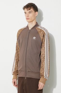 Mikina adidas Originals pánska, hnedá farba, vzorovaná, IS0255