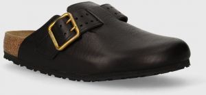 Kožené šľapky Birkenstock Boston Bold Gap pánske, čierna farba, 1022577