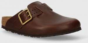 Kožené šľapky Birkenstock Boston Bold Gap pánske, hnedá farba, 1022589