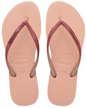 Žabky Havaianas SLIM GLITTER II dámske, ružová farba, na plochom podpätku, 4146975.9898