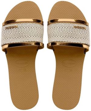 Šľapky Havaianas YOU TRANCOSO PREMIUM dámske, zlatá farba, 4146063.1856