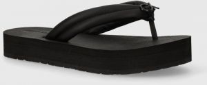 Žabky Calvin Klein FLATFORM FLIP FLOP RELOCK dámske, čierna farba, na platforme, HW0HW02063