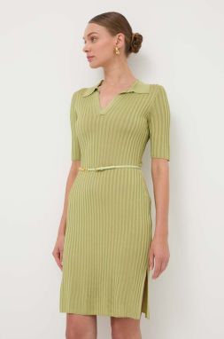 Šaty Elisabetta Franchi zelená farba, mini, áčkový strih, AM60R41E2,