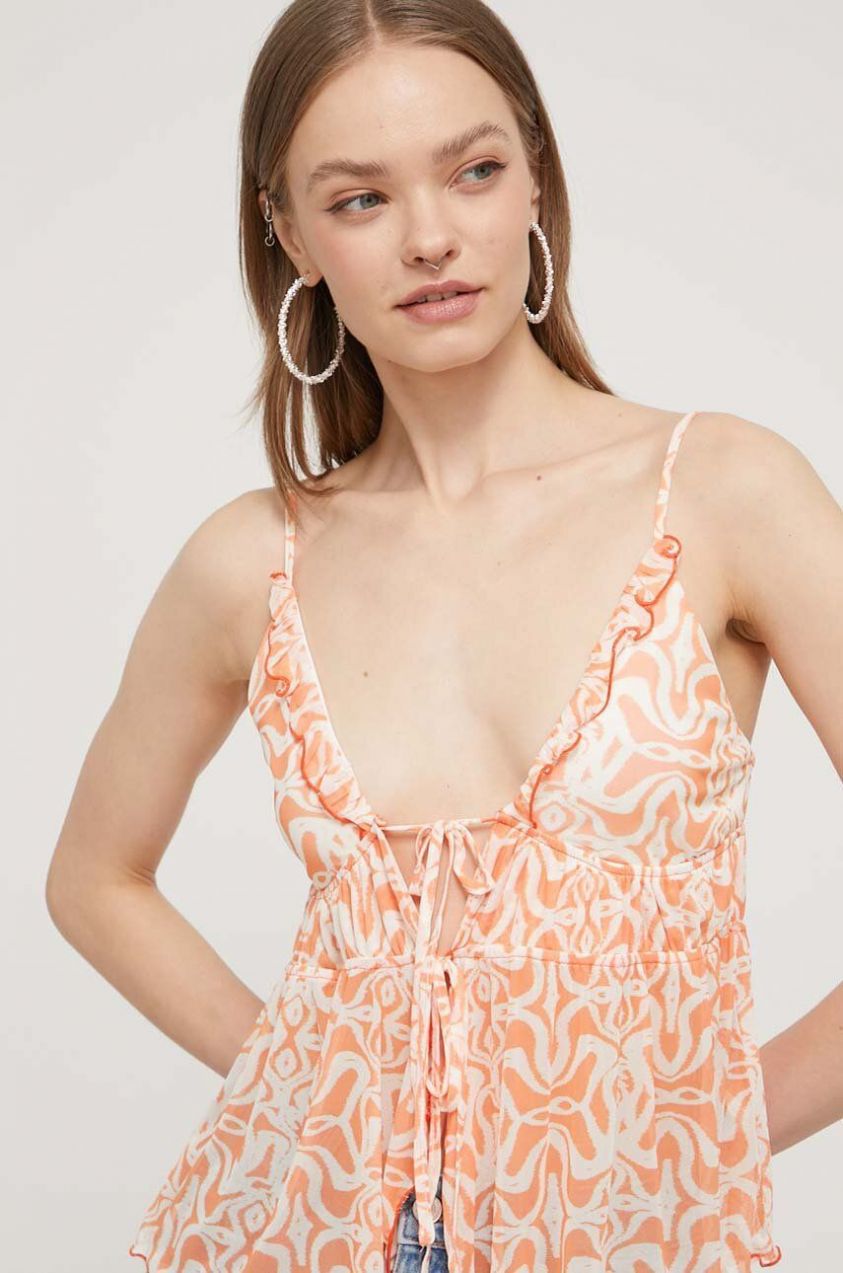 Top Desigual TOPI dámsky, oranžová farba, 24SWTKAG