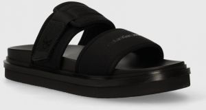 Šľapky Calvin Klein Jeans DOUBLE BAR SANDAL WB IN BR pánske, čierna farba, YM0YM00946