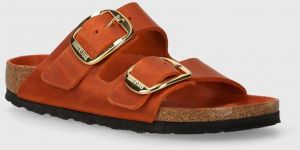 Kožené šľapky Birkenstock Arizona Big Buckle dámske, oranžová farba, 1026661