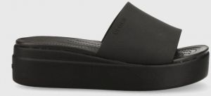 Šľapky Crocs Brooklym Slide dámske, čierna farba, na platforme, 205669