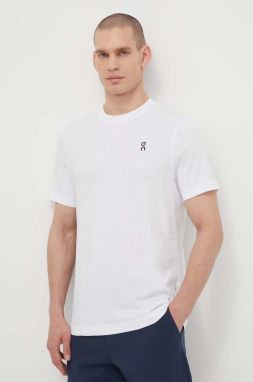 Bavlnené tričko On-running pánsky, biela farba, jednofarebný