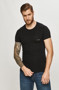 Tričko Armani Exchange 2-pak pánske, čierna farba, jednofarebný, 956005 CC282 NOS