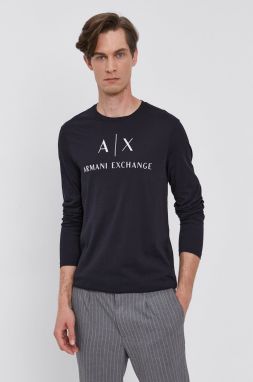 Tričko s dlhým rukávom Armani Exchange pánske, tmavomodrá farba, s potlačou, 8NZTCH Z8H4Z NOS