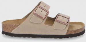 Kožené šľapky Birkenstock Arizona dámske, béžová farba