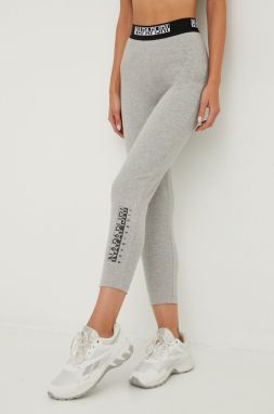 Legíny Napapijri M-Box Leggings 4 dámske, šedá farba, s potlačou, NP0A4GKT1601