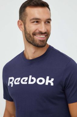 Bavlnené tričko Reebok tmavomodrá farba, s potlačou, GN5378.100042355