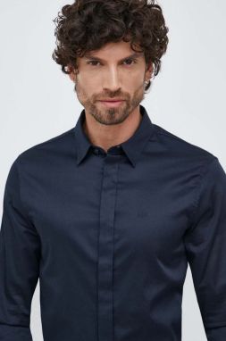 Košeľa Armani Exchange pánska, tmavomodrá farba, slim, s klasickým golierom, 8NZCBD ZN10Z NOS