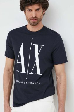 Bavlnené tričko Armani Exchange tmavomodrá farba, s potlačou, 8NZTPA ZJH4Z NOS