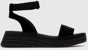 Tenisky Calvin Klein Jeans SPORTY WEDGE ROPE SU CON dámske, čierna farba, na platforme, YW0YW00977,