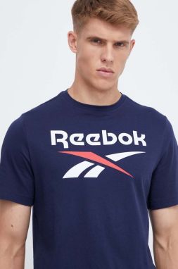 Bavlnené tričko Reebok IDENTITY tmavomodrá farba, s potlačou, 100071176