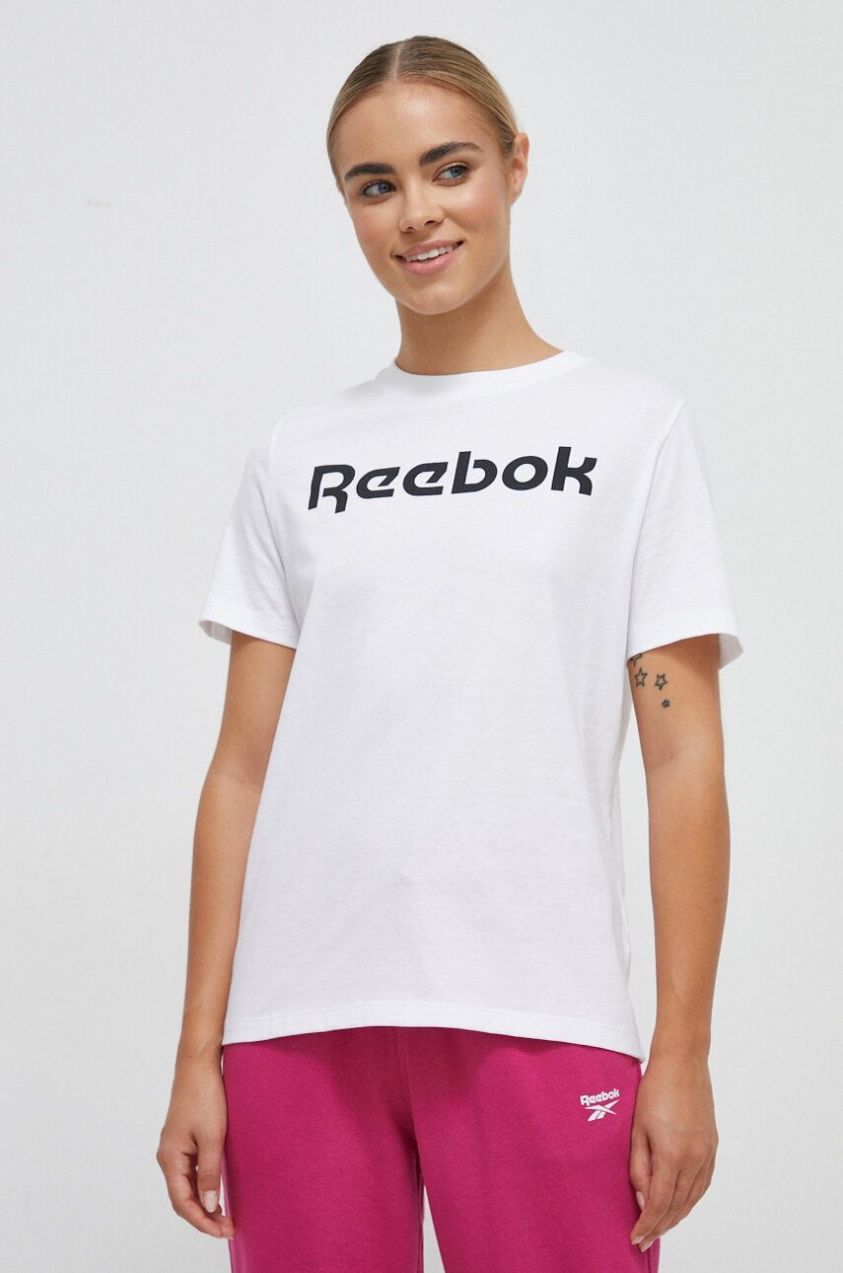 Bavlnené tričko Reebok biela farba, 100073077