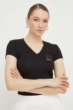 Bavlnené tričko Armani Exchange dámske, čierna farba, 3DYT35 YJ3RZ