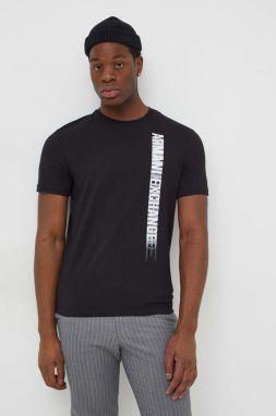 Bavlnené tričko Armani Exchange pánske, čierna farba, s potlačou, 3DZTBD ZJ9TZ