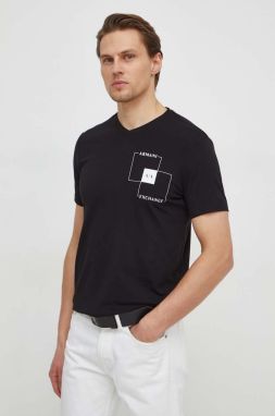 Tričko Armani Exchange pánske, čierna farba, s potlačou, 3DZTHP ZJE6Z