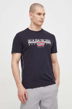 Bavlnené tričko Napapijri S-Aylmer pánske, čierna farba, s potlačou, NP0A4HTO0411