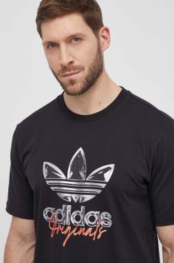 Bavlnené tričko adidas Originals Supply 3-Stripes Short Sleeve Tee pánske, čierna farba, s potlačou, IS0227,