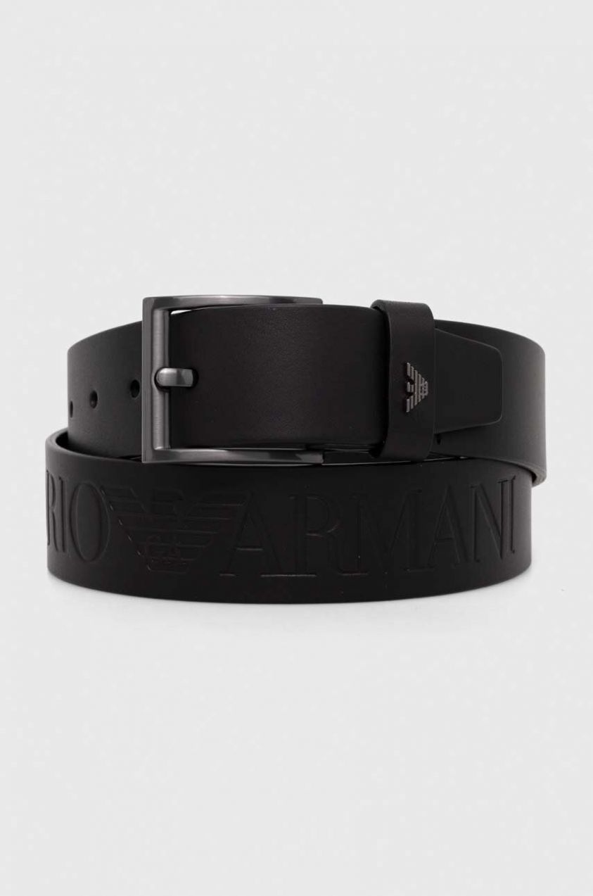 Kožený opasok Emporio Armani pánsky, čierna farba, Y4S545 Y232J