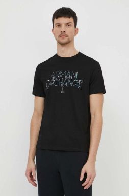 Bavlnené tričko Armani Exchange pánske, čierna farba, s potlačou, 3DZTJF ZJH4Z