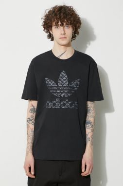 Bavlnené tričko adidas Originals Classic Monogram Graphic pánske, čierna farba, s potlačou, IS0176