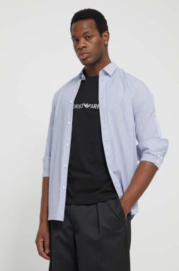 Bavlnená košeľa Armani Exchange pánska, tmavomodrá farba, regular, s klasickým golierom, 3DZC16 ZN4SZ