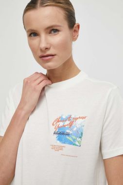 Bavlnené tričko Napapijri S-Yukon S-Yukon dámske, béžová farba, NP0A4HOGN1A1,