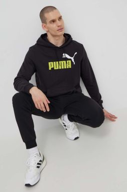 Mikina Puma pánska, čierna farba, s kapucňou, s potlačou, 907666