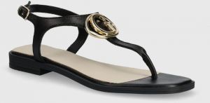 Kožené sandále Guess MIRY dámske, čierna farba, FLJMIR LEA03