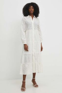 Bavlnené šaty Answear Lab biela farba, maxi, áčkový strih