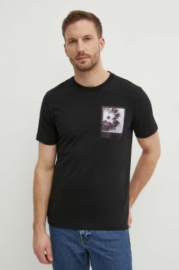 Bavlnené tričko Calvin Klein pánske, čierna farba, s potlačou, K10K112492