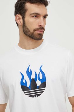 Bavlnené tričko adidas Originals pánske, biela farba, s potlačou, IS2944