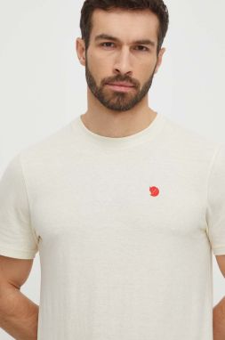 Tričko Fjallraven Hemp Blend T-shirt pánske, béžová farba, s nášivkou, F12600215